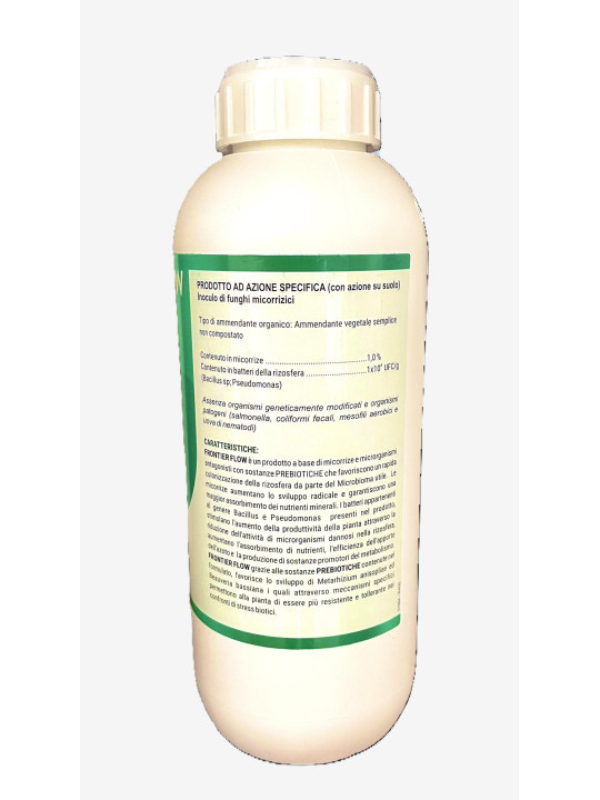 FRONTIER FLOW è un prodotto a base di micorrize e microrganismi antagonisti con sostanze PREBIOTICHE